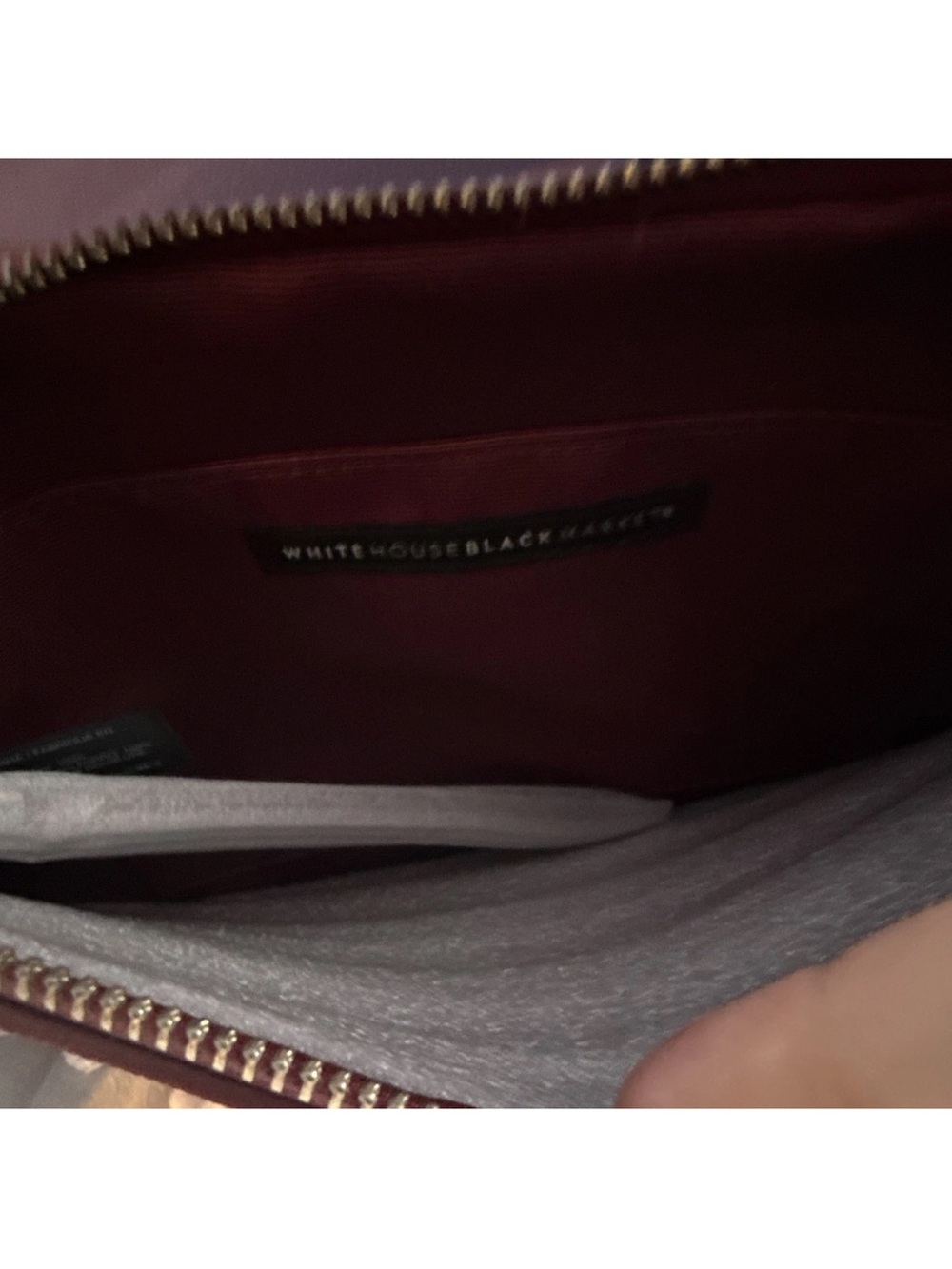 White House Black Market Burgundy Floral Studded Zip Pouch Clutch w/ Strap - Picture 3 of 4